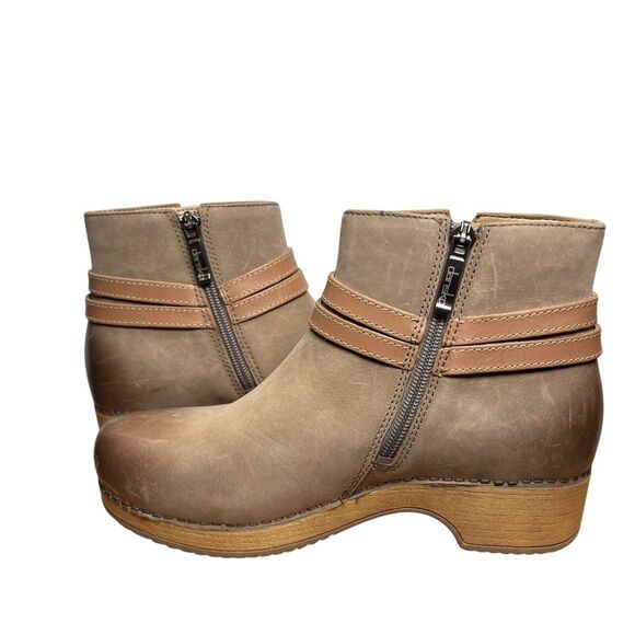 NEW Dansko Womens Size 37 / US 6.5 Taupe Tan Burnished Nubuck Brook Bootie Boot - Picture 2 of 10